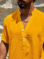 Camisa de Verano Elegante con Cuello Mao