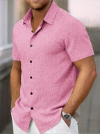 Camisa Ligera de Manga Corta en Mezcla de Lino