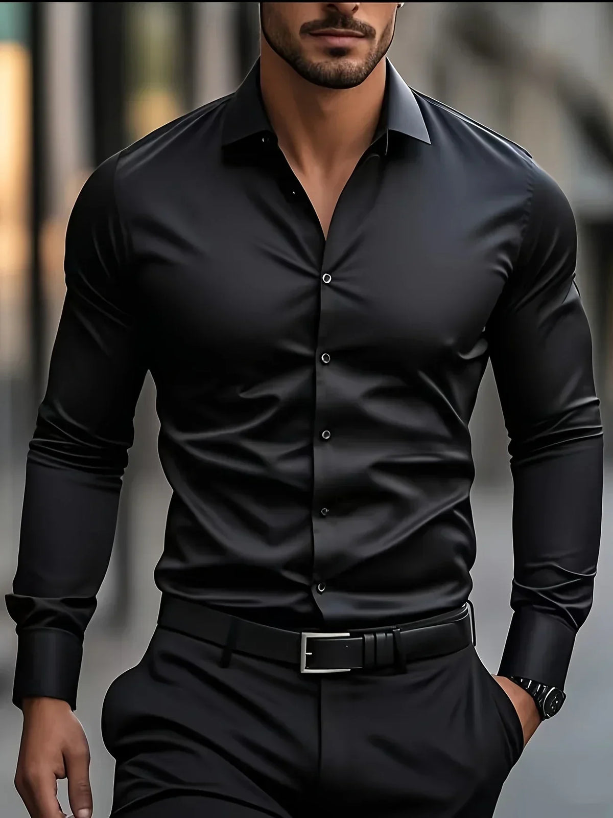 Camisa Elegante de Manga Larga con Botones