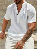 Camisa de Verano Elegante con Cuello Mao