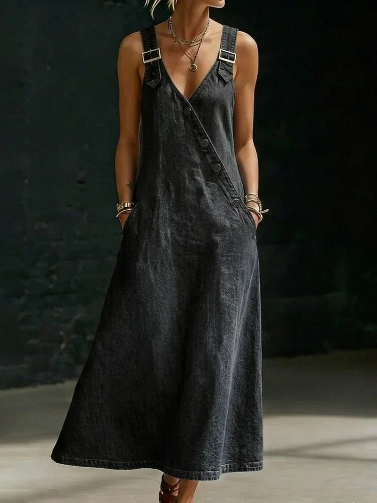 Vera | Vestido vaquero largo abotonado