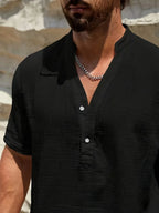 Camisa de Verano Elegante con Cuello Mao