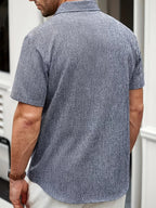 Camisa Ligera de Manga Corta en Mezcla de Lino