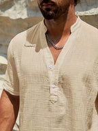 Camisa de Verano Elegante con Cuello Mao