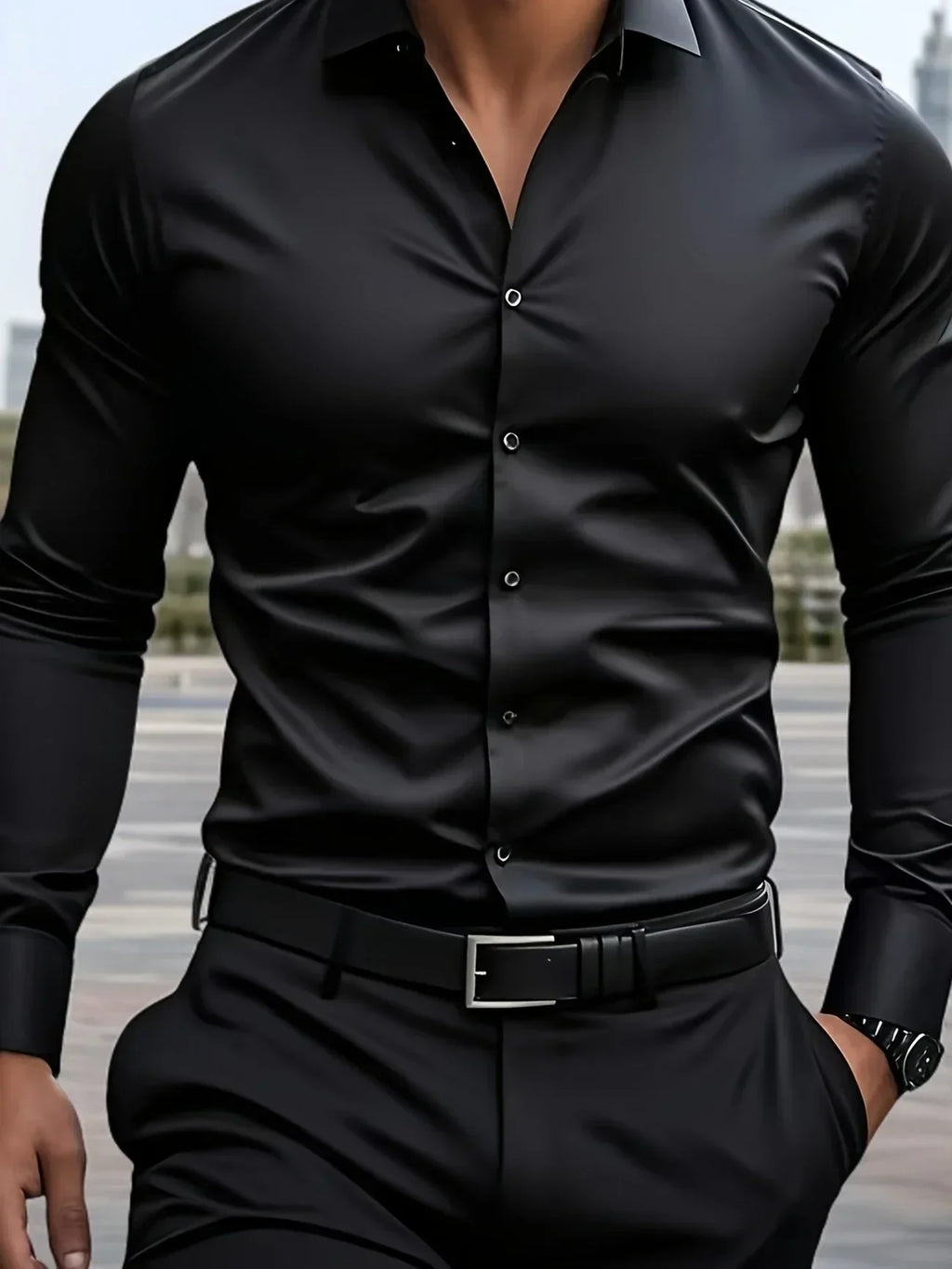 Camisa Elegante de Manga Larga con Botones