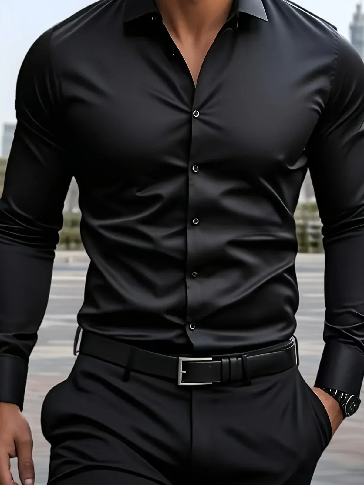 Camisa Elegante de Manga Larga con Botones