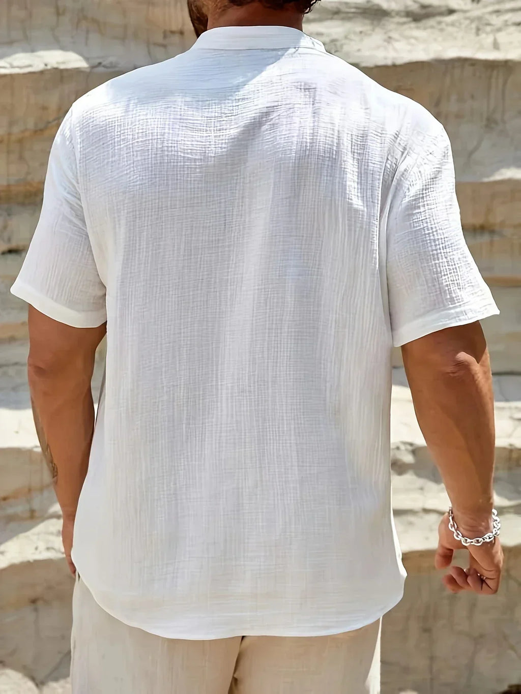 Camisa de Verano Elegante con Cuello Mao