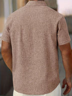 Camisa Ligera de Manga Corta en Mezcla de Lino