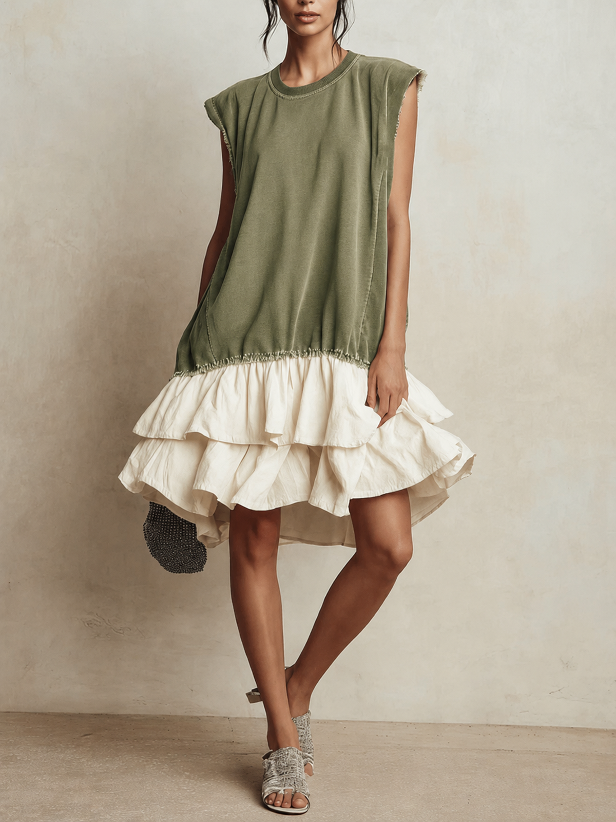 Ilaria | Vestido casual en bloques de color, talla amplia, para vacaciones