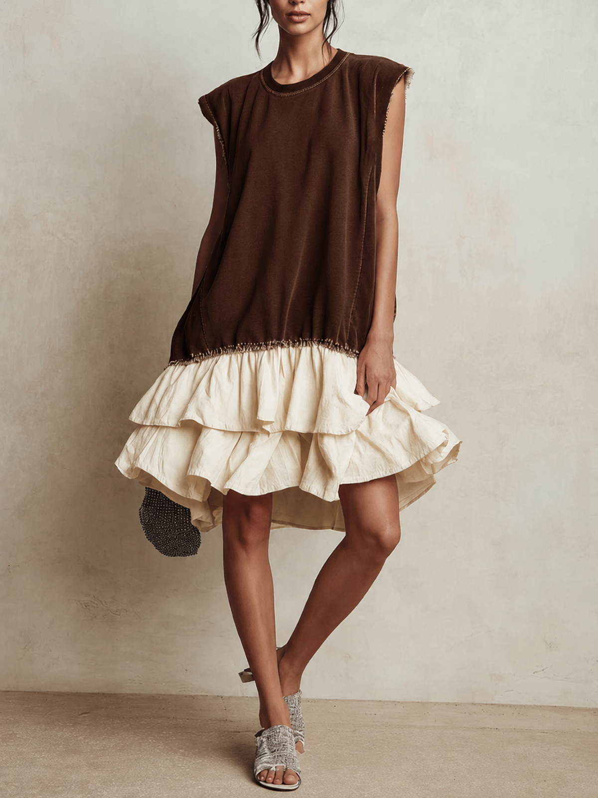 Ilaria | Vestido casual en bloques de color, talla amplia, para vacaciones