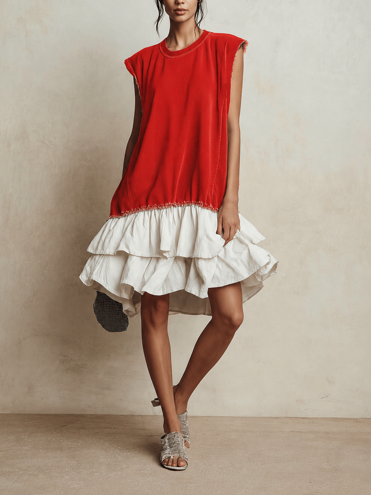 Ilaria | Vestido casual en bloques de color, talla amplia, para vacaciones