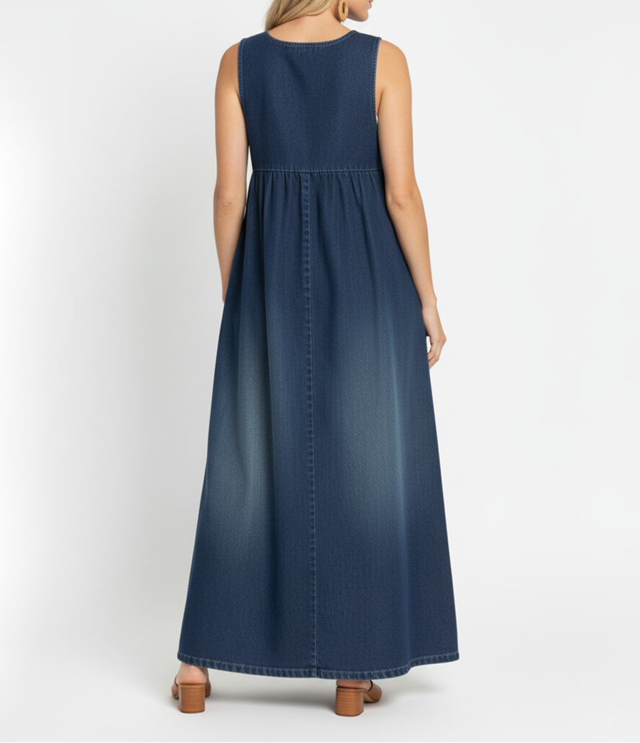 Karen | Vestido maxi vaquero lavado vintage de tacto algodón