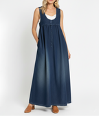 Karen | Vestido maxi vaquero lavado vintage de tacto algodón