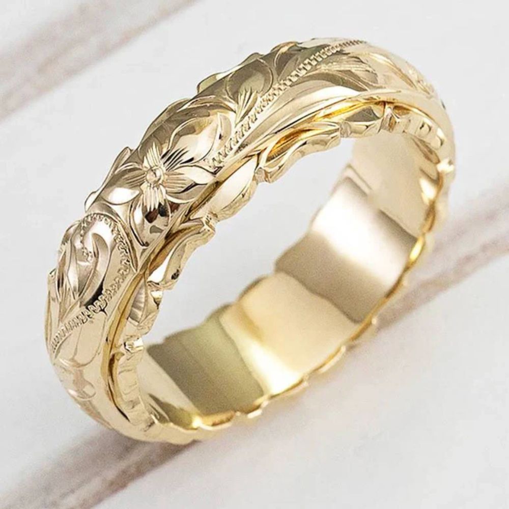 Anillo Flor Dorado Antiguo